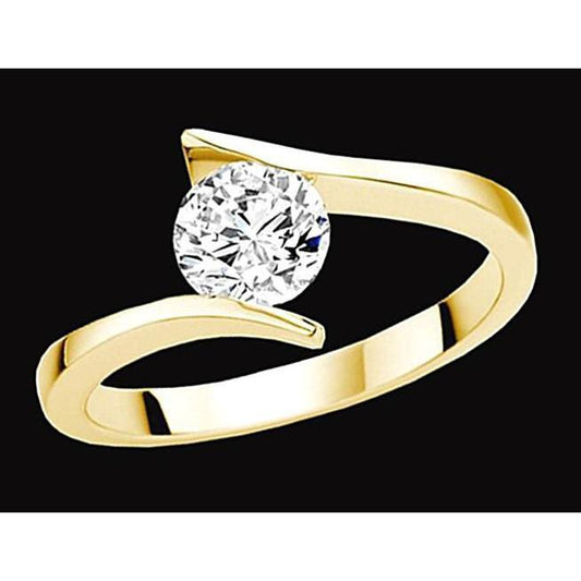 1 Karat Runder Natürliche Diamant Solitaire Tension Style Gelbgoldring