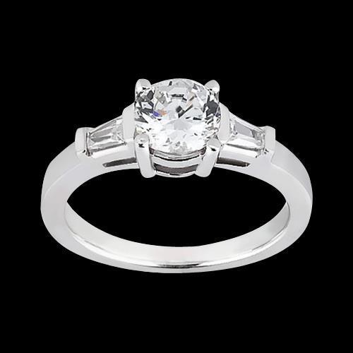 1,20 Ct. Echt Diamanten Drei-Stein-Ehering Rund & Baguette Schliff