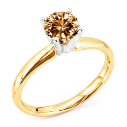 1,25 Karat Champagner Diamant Ehering mit Edelsteinen Gold Gelb