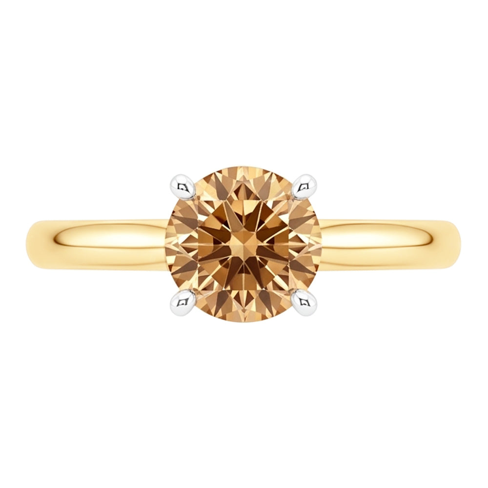 1,25 Karat Champagner Diamant Ehering mit Edelsteinen Gold Gelb