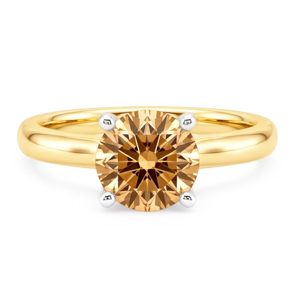 1,25 Karat Champagner Diamant Ehering mit Edelsteinen Gold Gelb