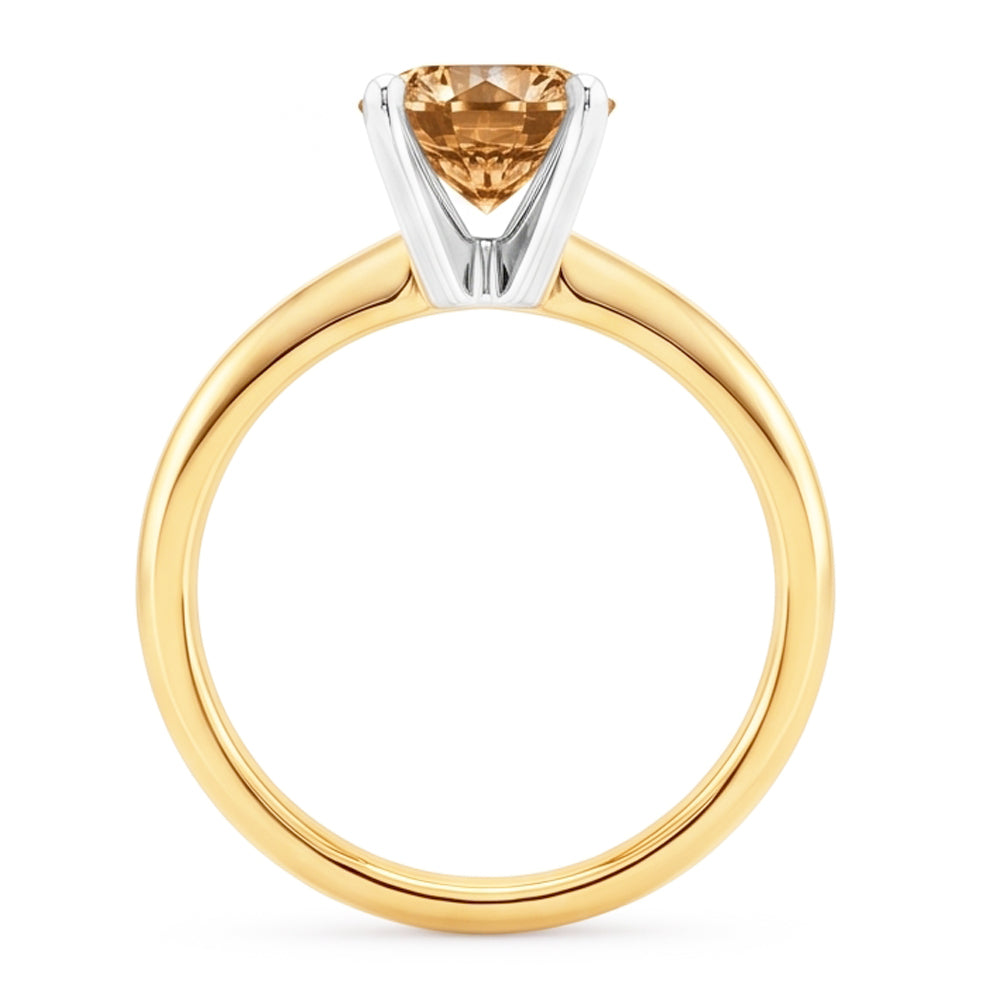 1,25 Karat Champagner Diamant Ehering mit Edelsteinen Gold Gelb