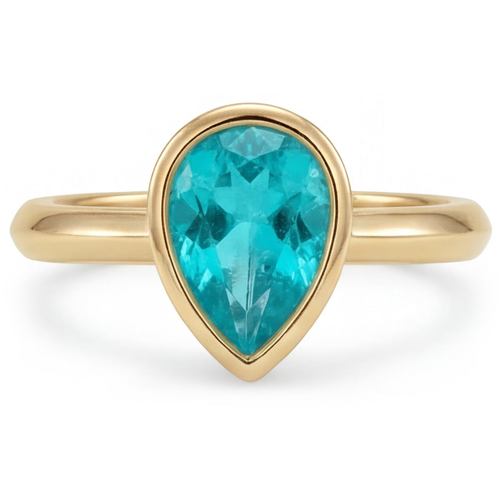 1,25 Karat Paraiba-Turmalin Edelstein-Ring in 14K Gelbgold