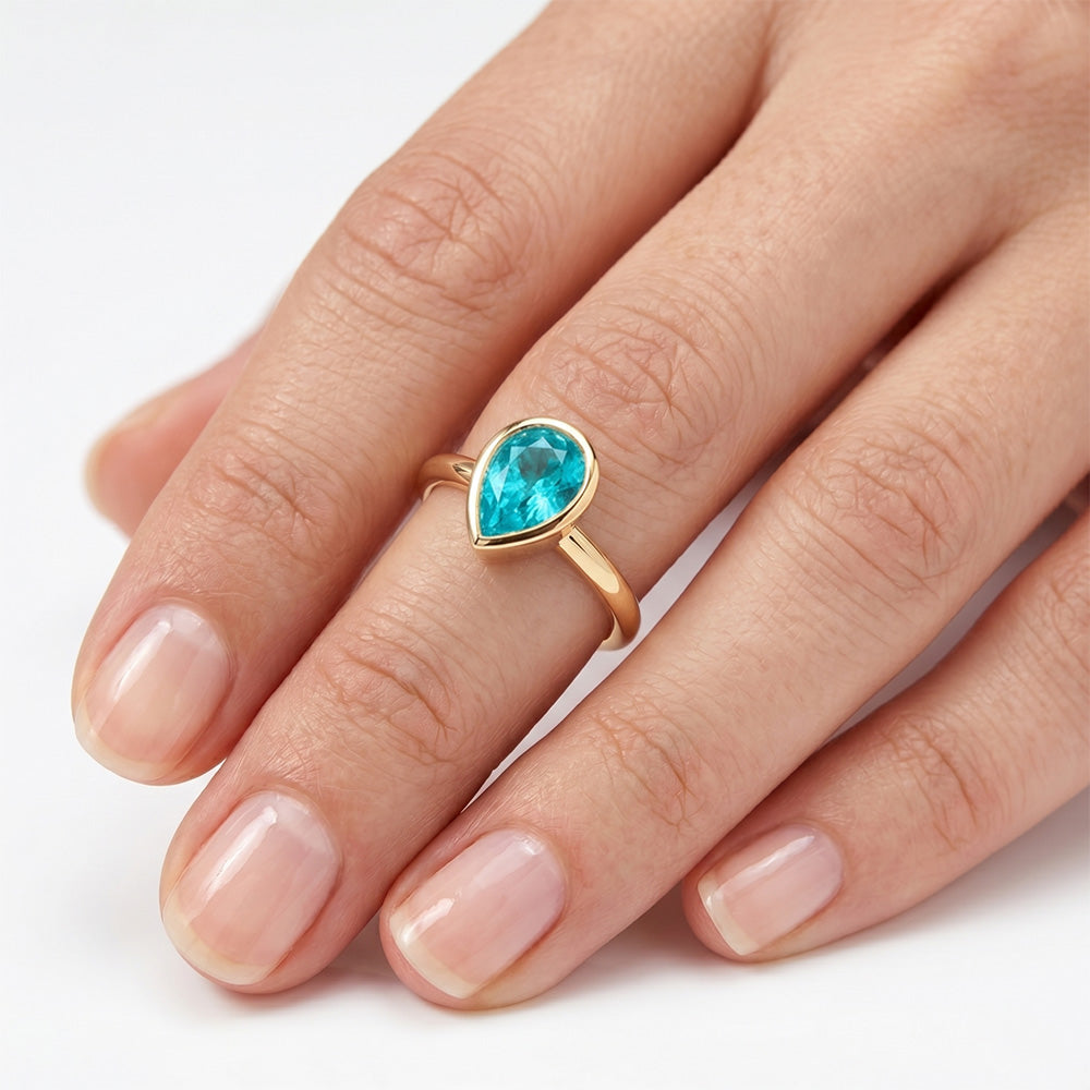 1,25 Karat Paraiba-Turmalin Edelstein-Ring in 14K Gelbgold