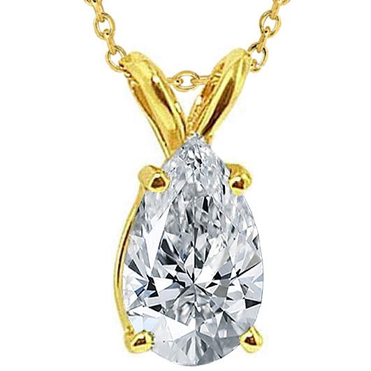 1,25 Ct. Halskette Mit Echt Diamant Anhänger Im Birnenschliff Gold Gelb