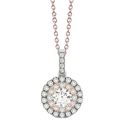1,25 Karat Runde Echt Diamant Zweifarbige Gold 14K Halskette Mit Anhänger