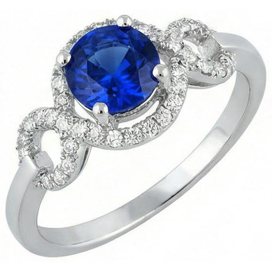 1,35 Ct Ceylon Saphir Edelstein Rundschliff Diamantring