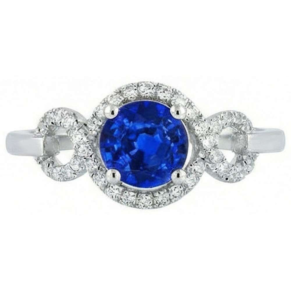 1,35 Ct Ceylon Saphir Edelstein Rundschliff Diamantring