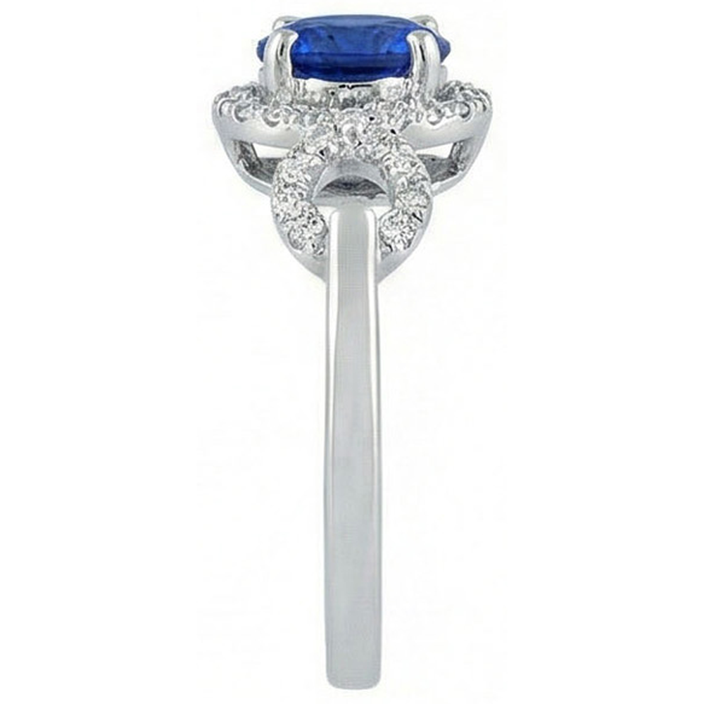 1,35 Ct Ceylon Saphir Edelstein Rundschliff Diamantring
