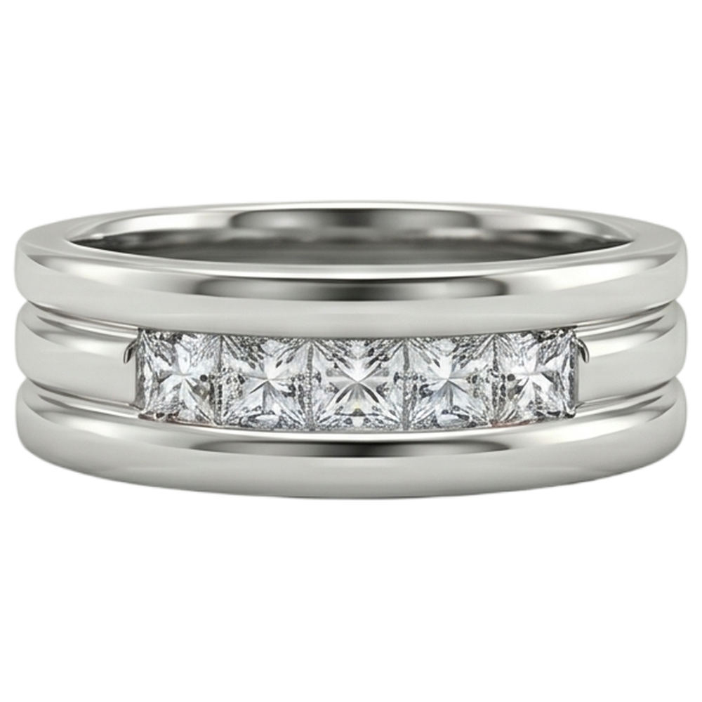 1,5 Karat Diamant-Hochzeitsring für Herren im Princess-Schliff