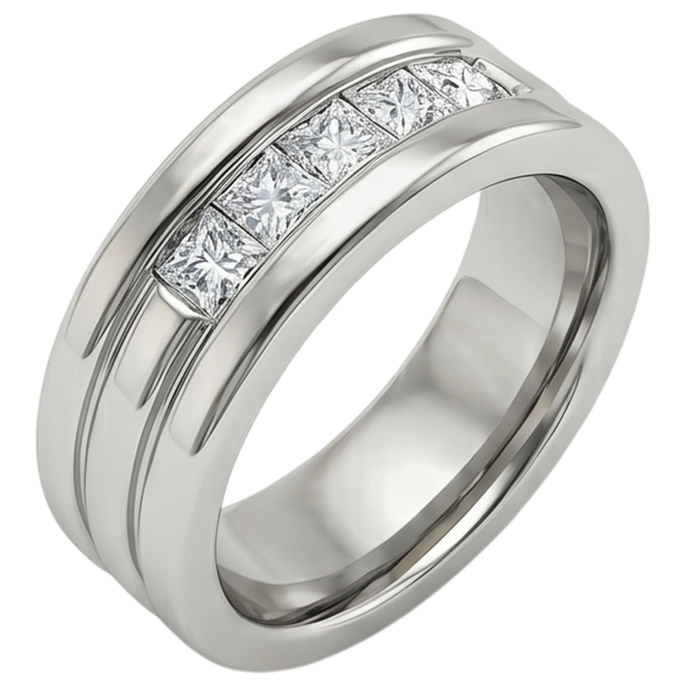 1,5 Karat Diamant-Hochzeitsring für Herren im Princess-Schliff