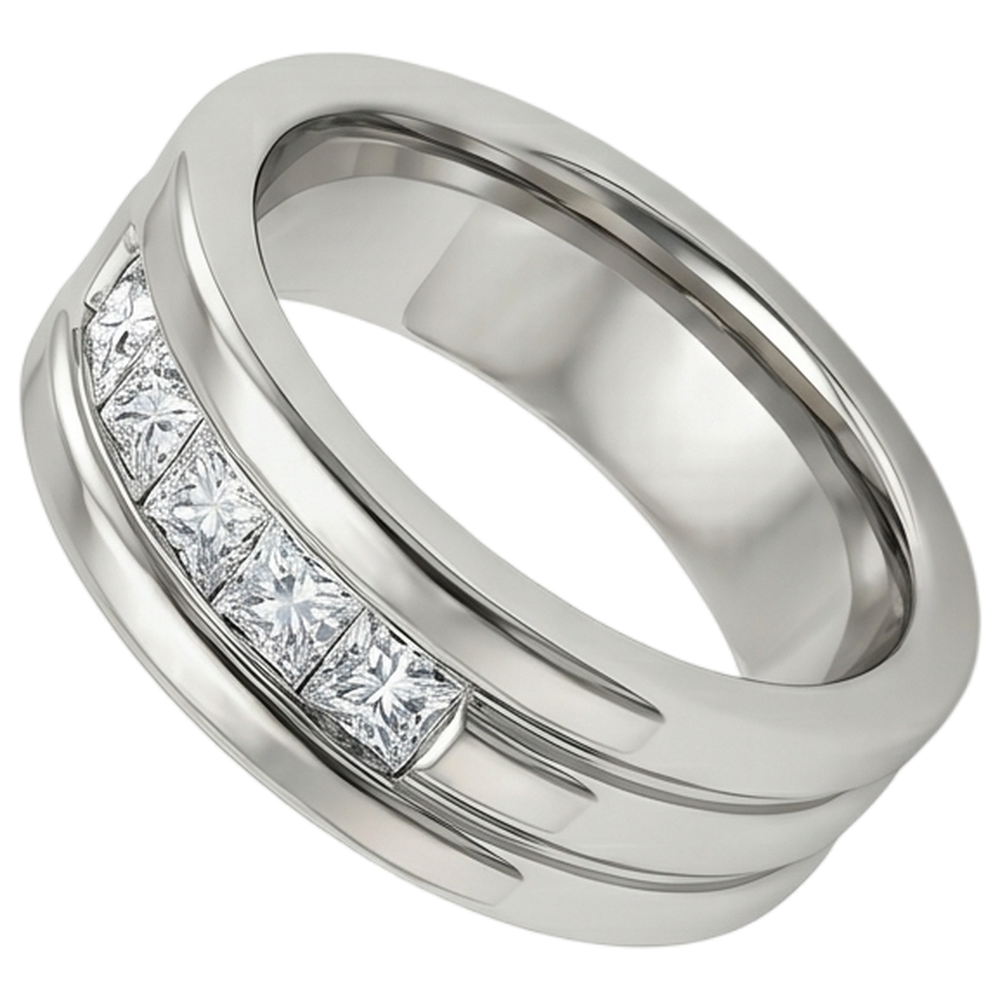 1,5 Karat Diamant-Hochzeitsring für Herren im Princess-Schliff