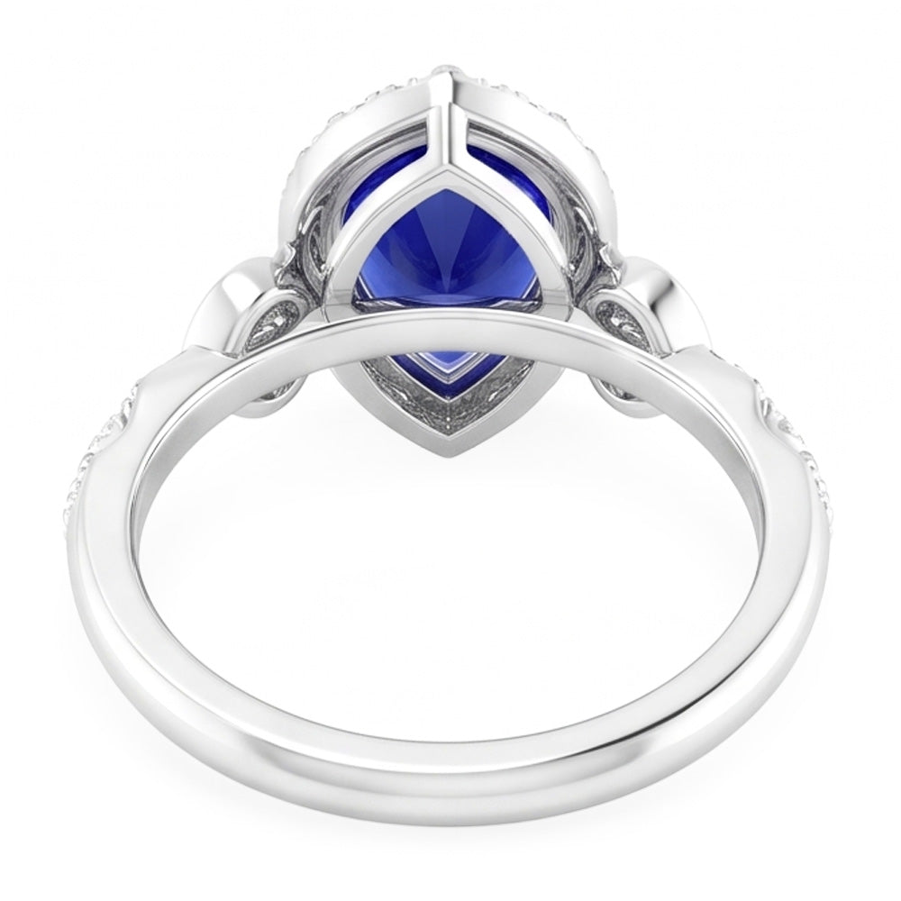 1,50 Karat Blauer Saphir Farbstein-Ring in 14K Weißgold