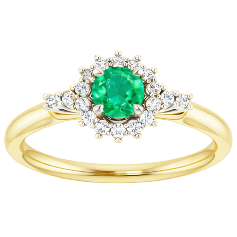 echter round smaragd 1.50Karat ring Detailansicht