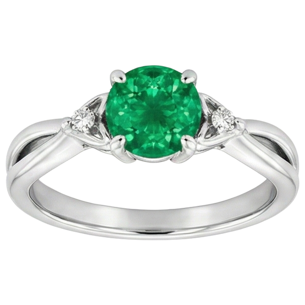 echter round smaragd 1.50Karat ring Draufsicht