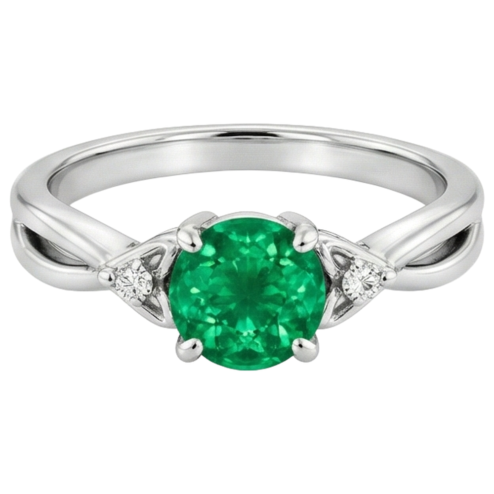 echter round smaragd 1.50Karat ring Detailansicht