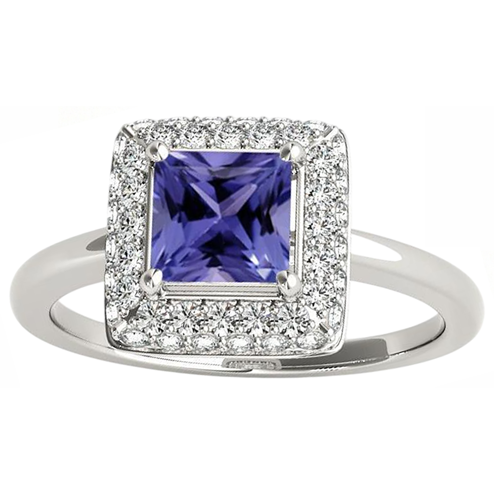 echter princess tansanit 1Karat ring Seitenansicht