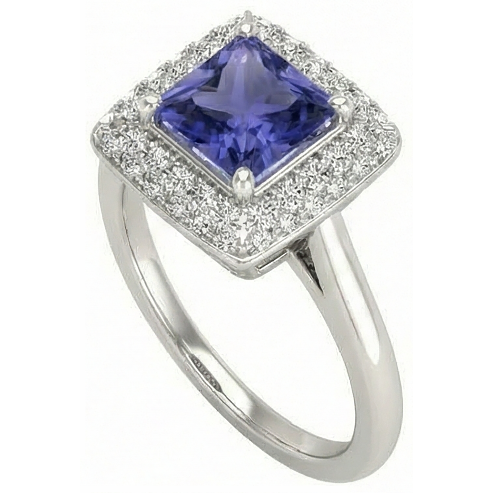 echter princess tansanit 1Karat ring Draufsicht