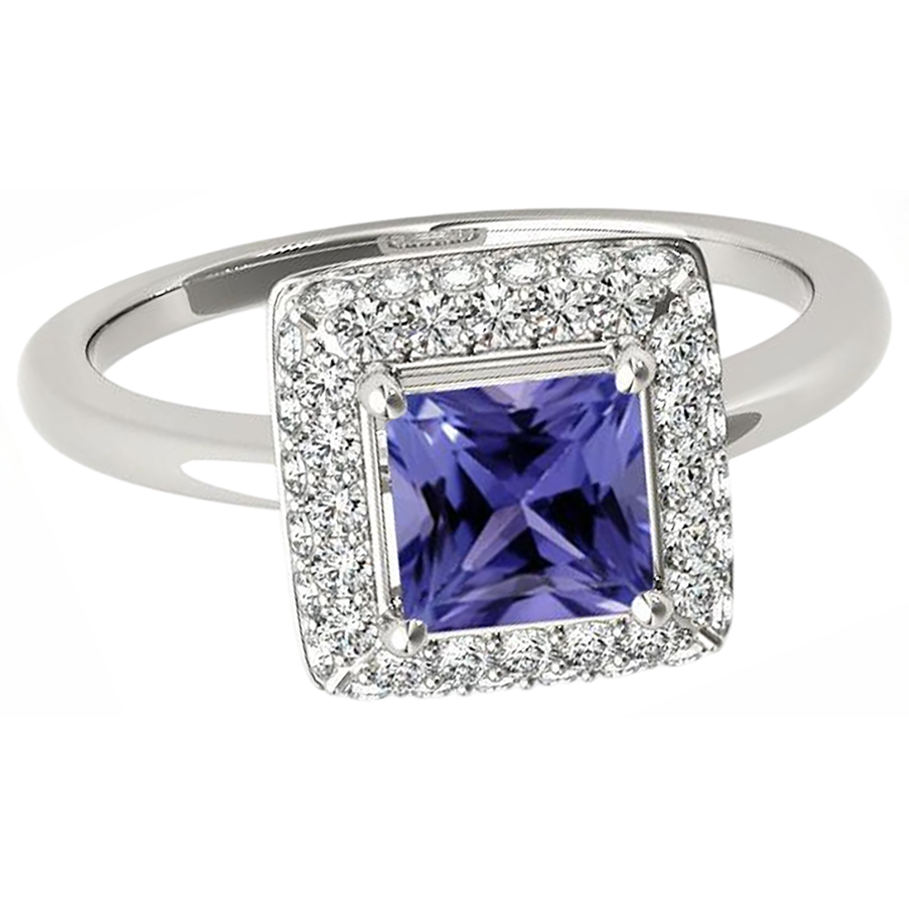 echter princess tansanit 1Karat ring Profilansicht