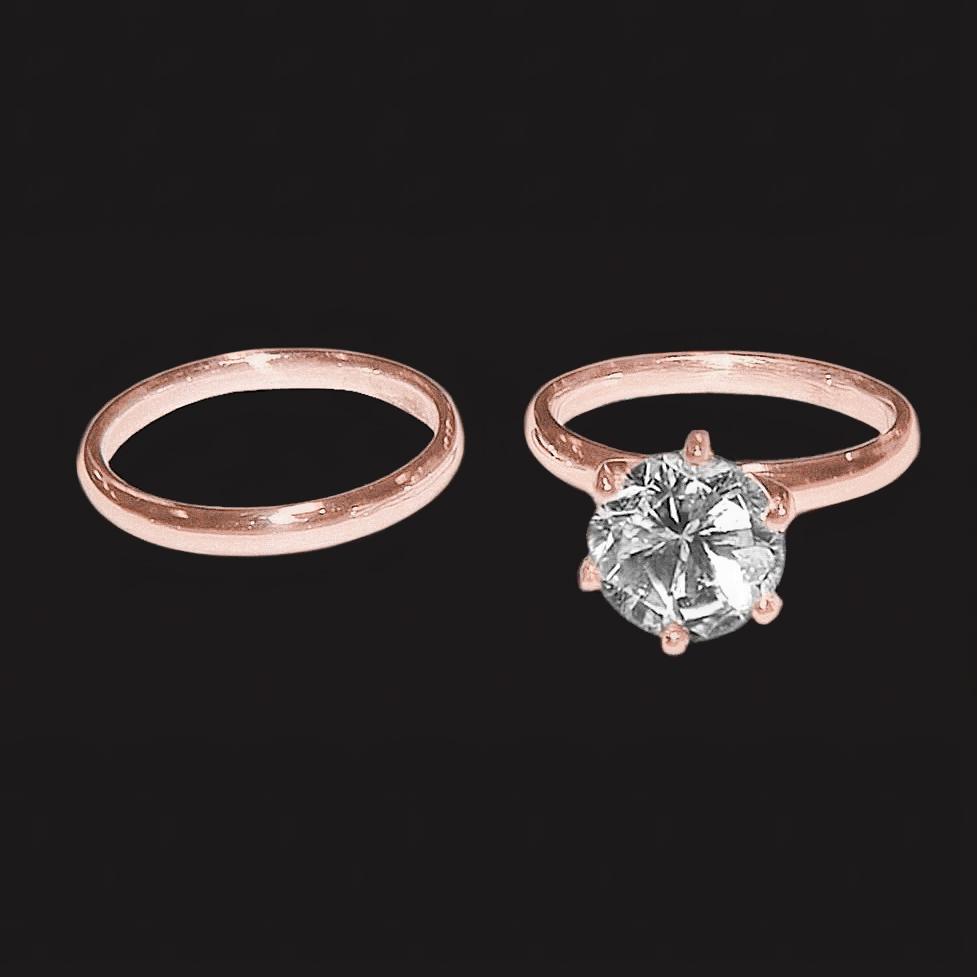 1,50 Ct. Champagner-Echt Diamant-Schmuckring-Set Roségold