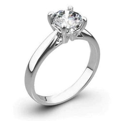 1,50 Ct. Solitär-Ehering Mit Natürliche Diamanten Im Rundschliff, 4 Krappen, 14-Karätiges Gold