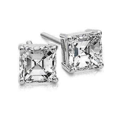 1,50 Karat Asscher Cut Krappen Set Natürliche Diamant Ohrstecker Weißgold