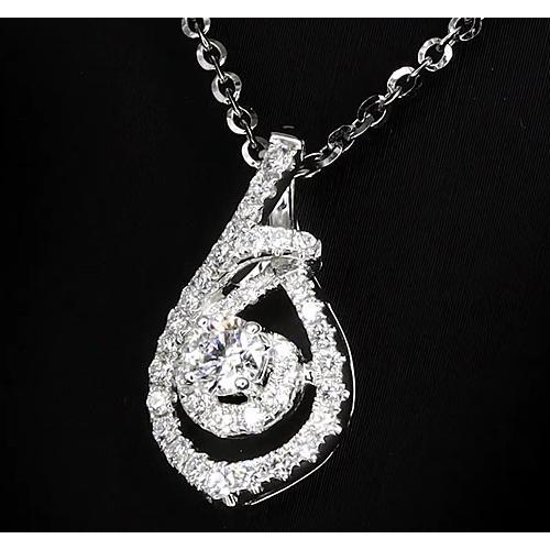 1,50 Karat Runder Natürliche Diamant Twirl Style Anhänger Weißgold Schmuck