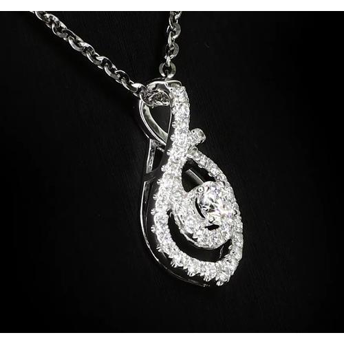 1,50 Karat Runder Natürliche Diamant Twirl Style Anhänger Weißgold Schmuck