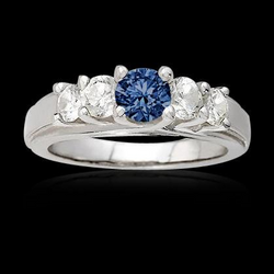 1,50 Karat Blauer Diamant 5 Stein Jubiläum Ring 14K Weiß Gold