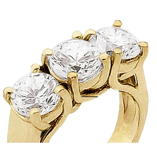 1,50 Karat Verlobungsring Mit 3 Steinen Und Natürliche Diamanten Aus Massivem Gelbgold 14K