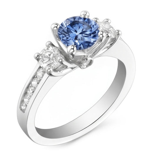 1,51 ct. Weißer blauer Diamanten 3 Stein Edelstein Ring Weißgold