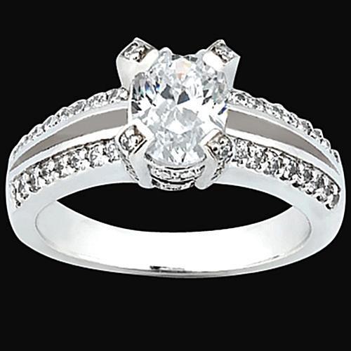 1,51 Karat Oval & Rund Verlobungs Echt Diamant Ring Pave Set Schmuck