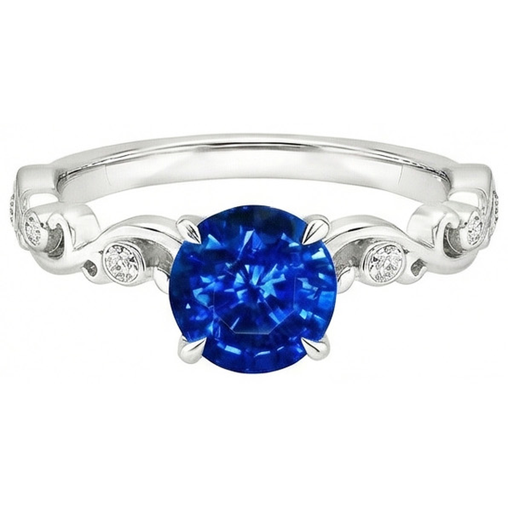 echter round saphir 1.60Karat ring Seitenansicht