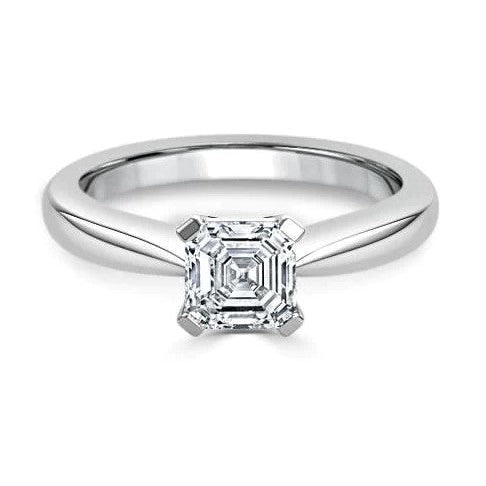 1,60 Karat Asscher-Echt Diamant-Solitärring 4 Krappen Weißgold 14K