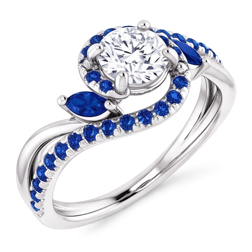 1,65 Karat blauer Saphir-Diamantring