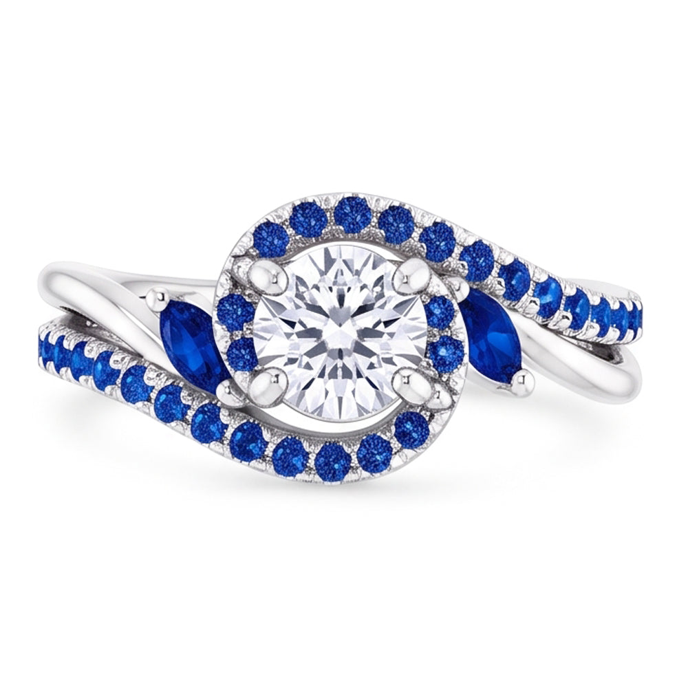 1,65 Karat blauer Saphir-Diamantring