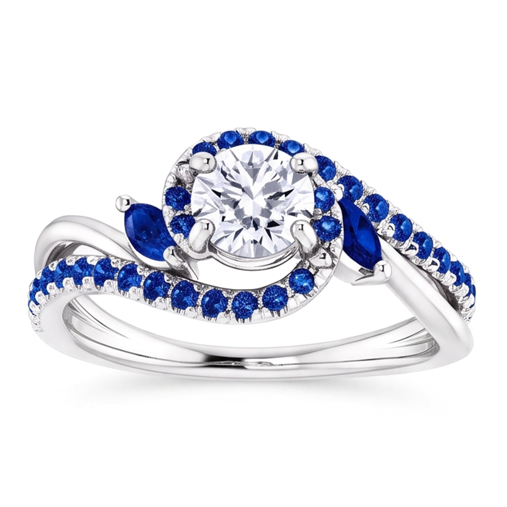 1,65 Karat blauer Saphir-Diamantring
