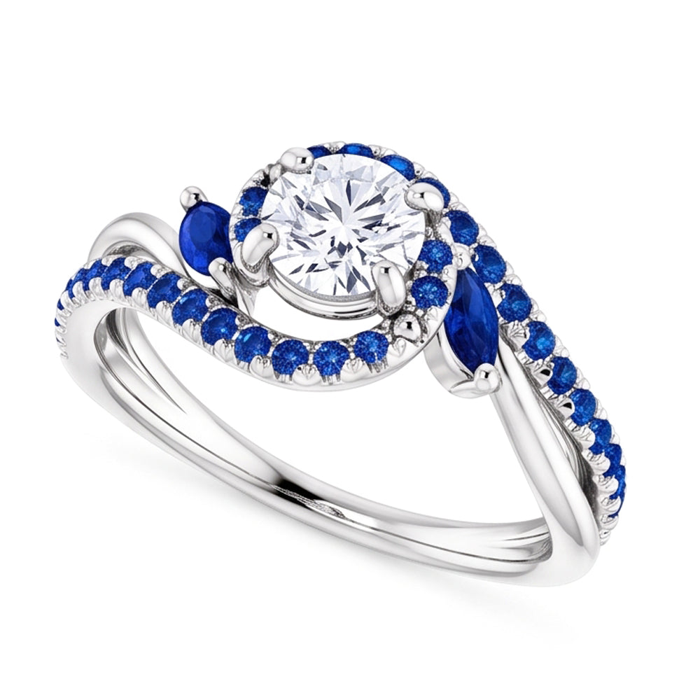 1,65 Karat blauer Saphir-Diamantring