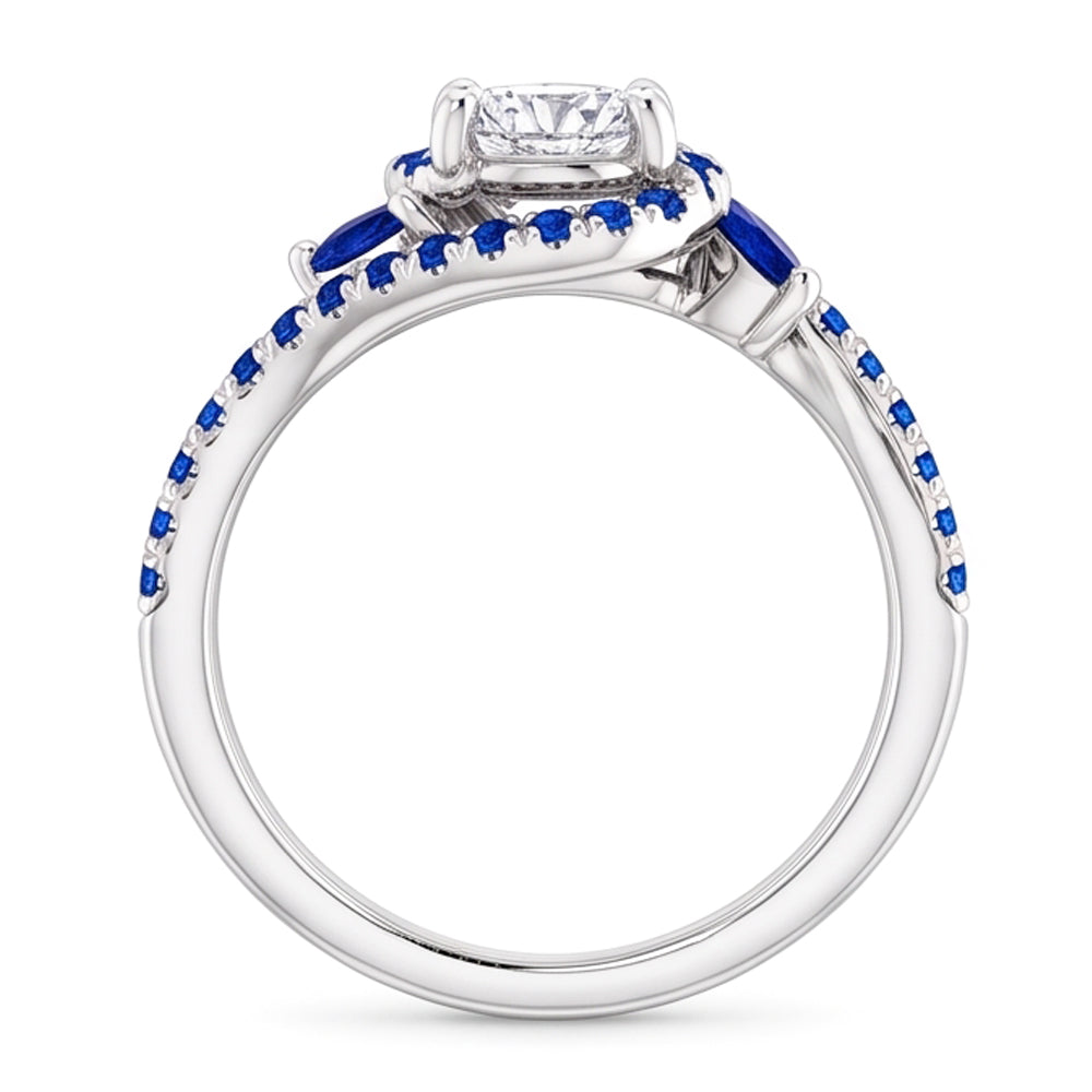 1,65 Karat blauer Saphir-Diamantring