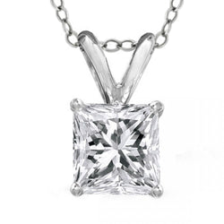 1,6 Ct Vier Zinken Set Princess Natürliche Diamant Halsketten-Anhänger