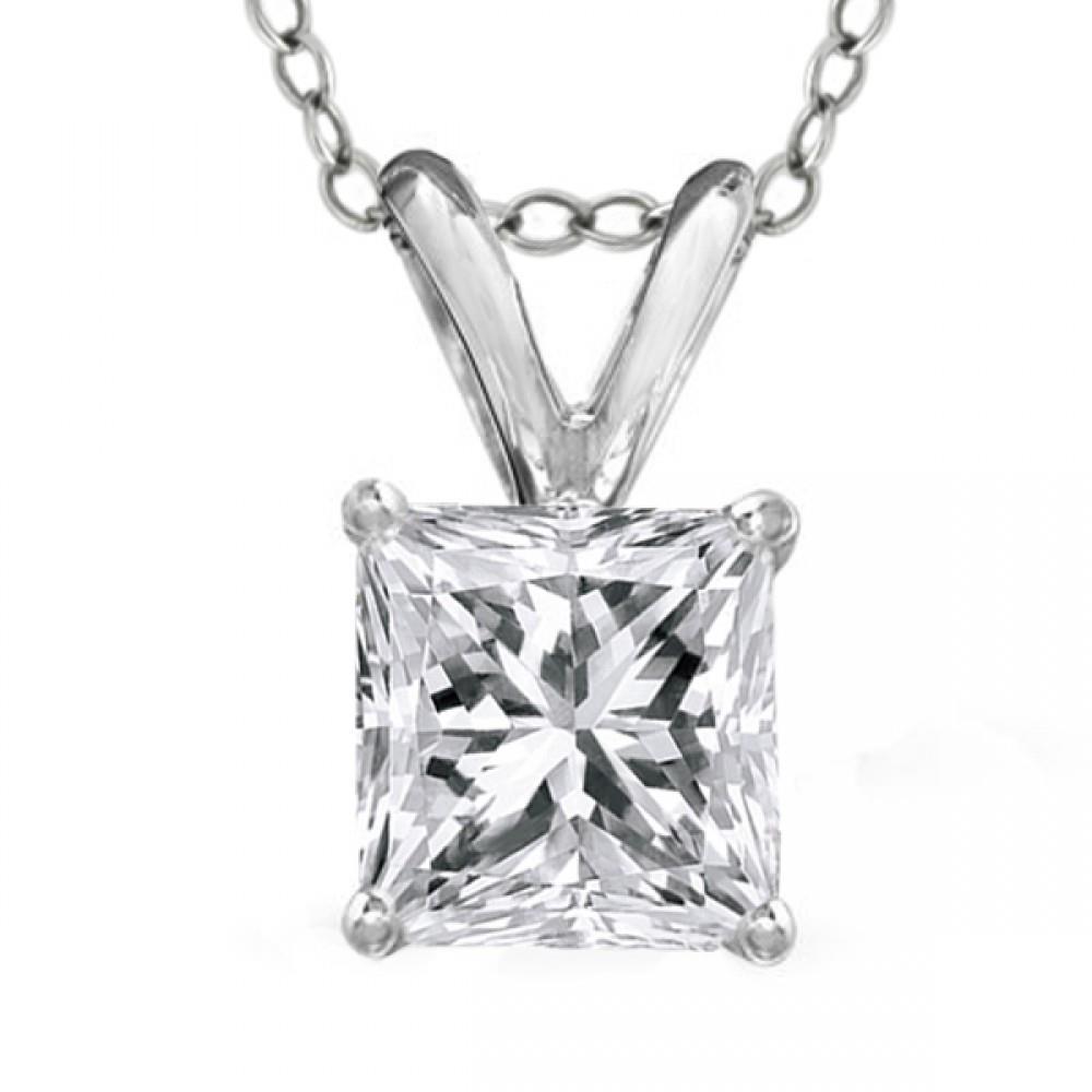 1,6 Ct Vier Zinken Set Princess Natürliche Diamant Halsketten-Anhänger