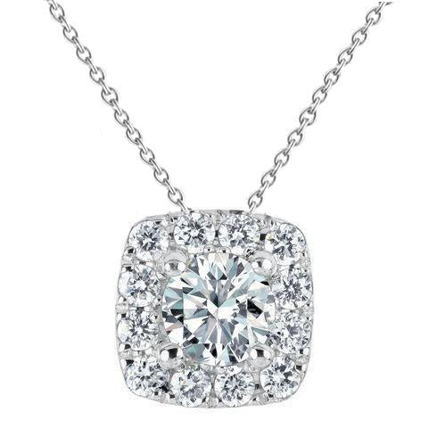 1,6 Karat Runder Halo-Natürliche Diamant-Halskettenanhänger