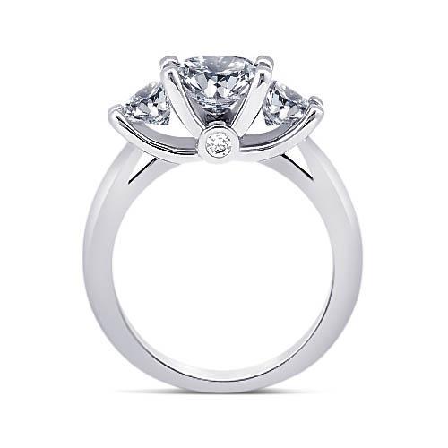 1,71 Ct. Runde Natürliche Diamanten 3 Steine Jubiläumsring Weißgold Schmuck