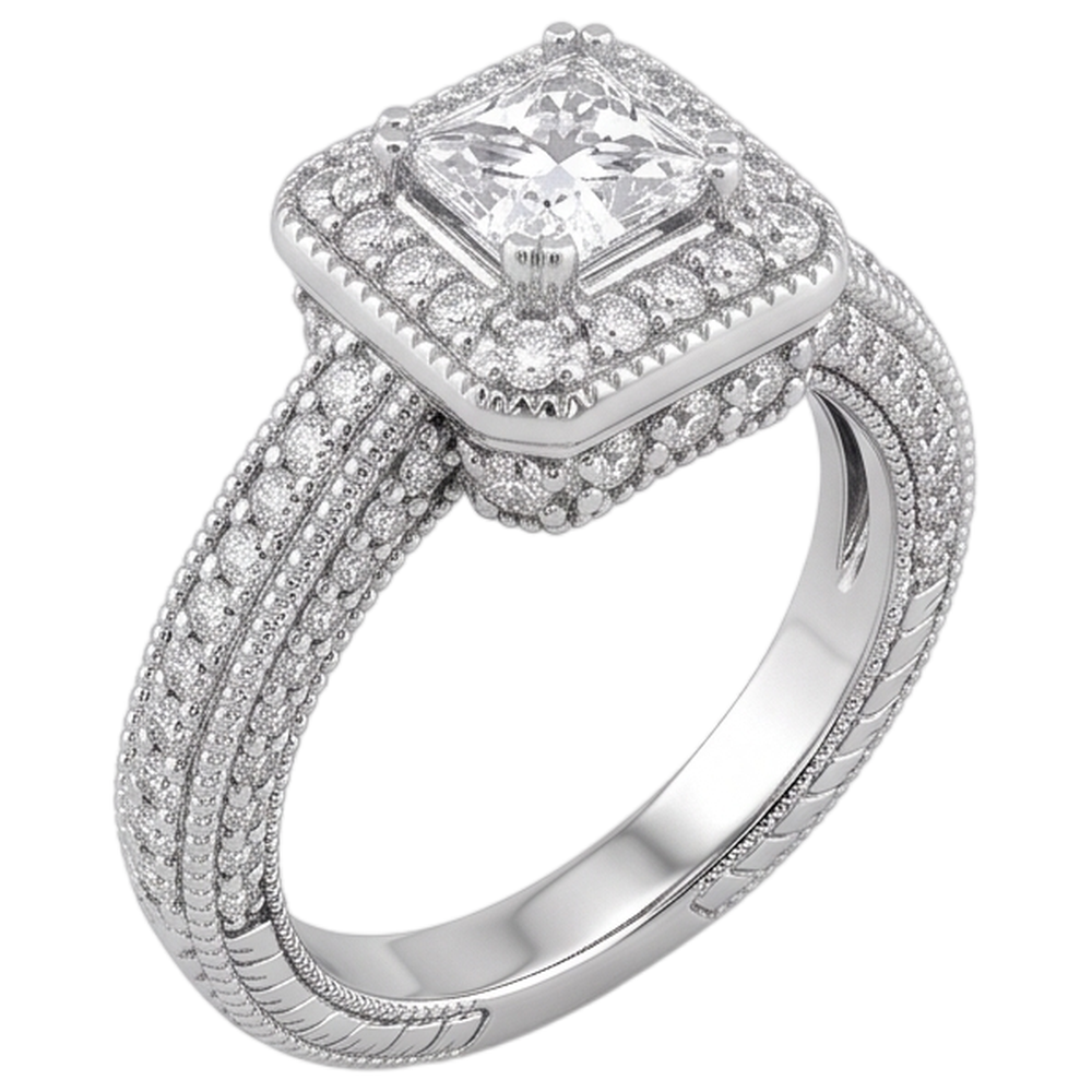 1,75 Karat Echt Diamant-Verlobungsring Pave-Fassung Milgrain Schmuck Neu