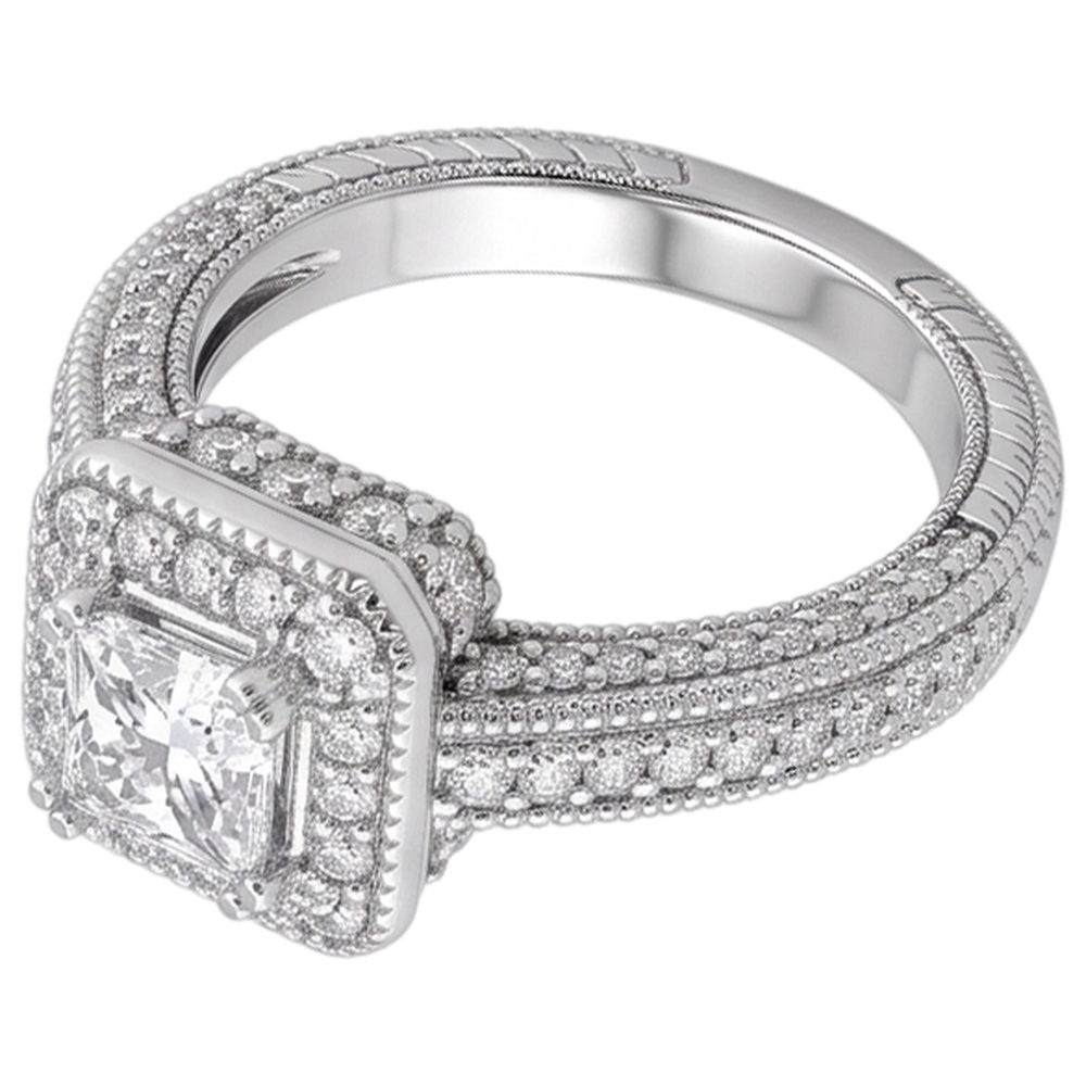 1,75 Karat Echt Diamant-Verlobungsring Pave-Fassung Milgrain Schmuck Neu