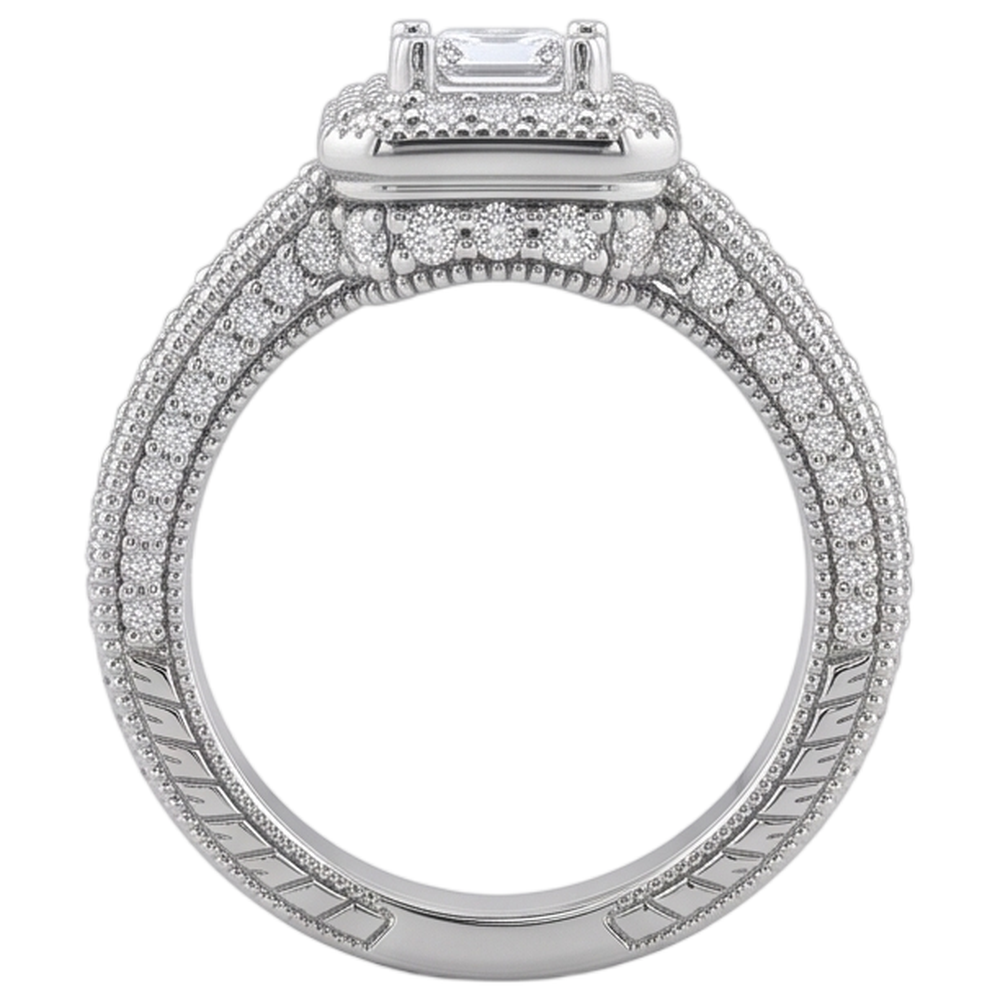 1,75 Karat Echt Diamant-Verlobungsring Pave-Fassung Milgrain Schmuck Neu