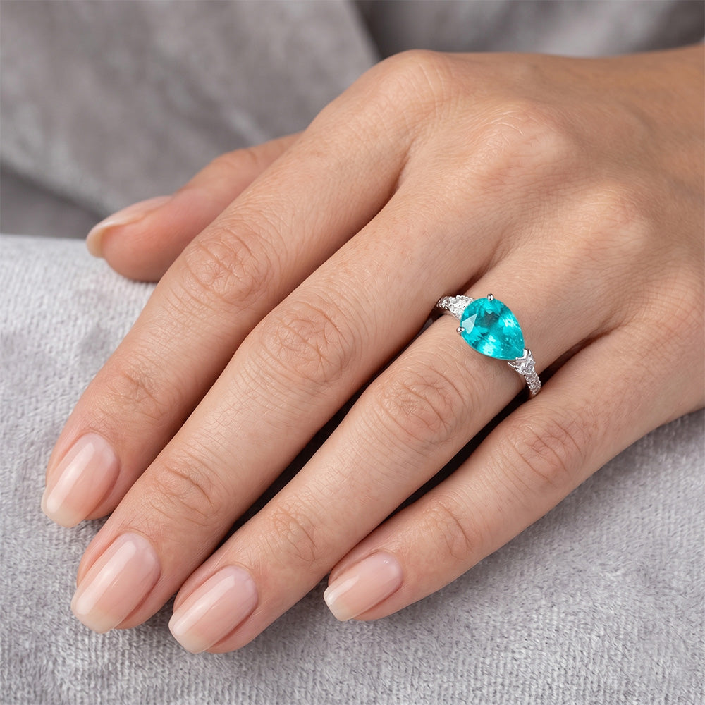 1,75 Karat Paraiba-Turmalin Schmuckstein-Ring in 14K Weißgold