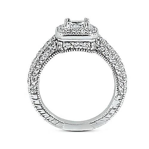 1,75 Karat Echt Diamant-Verlobungsring Pave-Fassung Milgrain Schmuck Neu