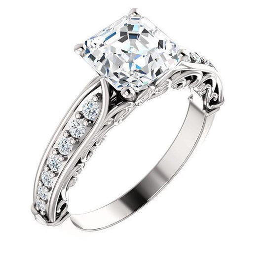 1,76 Ct. Asscher & Runden Echt Diamant Hochzeitstag Ring