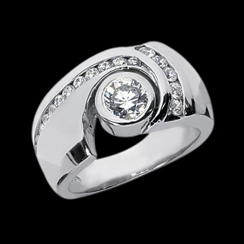 1,76 Karat Runder Natürliche Diamantring Mit Akzenten Weißgold 14K